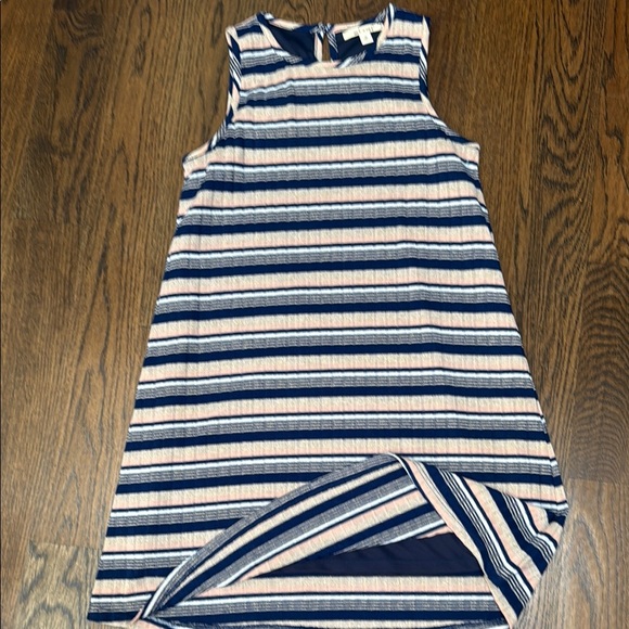 miami Dresses & Skirts - Miami Asymmetrical Striped Gold Sparkle White and Blue